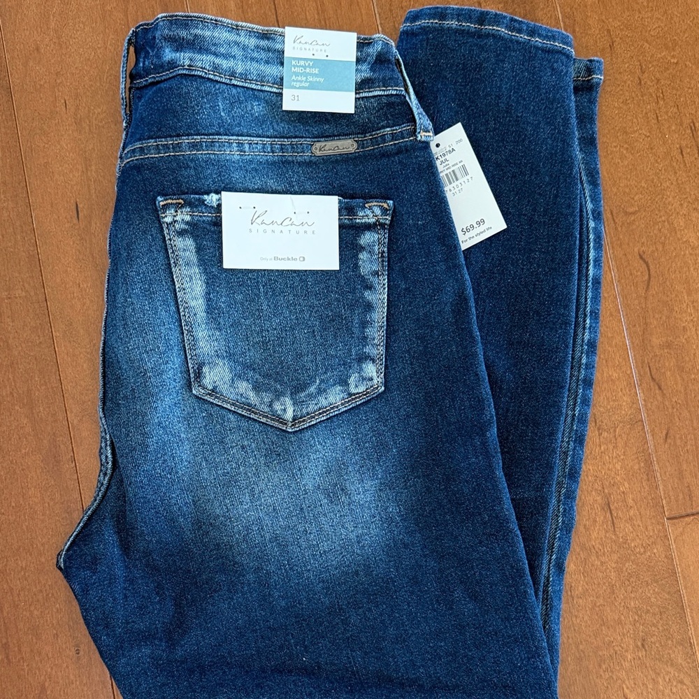 KanCan Curvy Mid-Rise Ankle Skinny Dark Blue Denim
